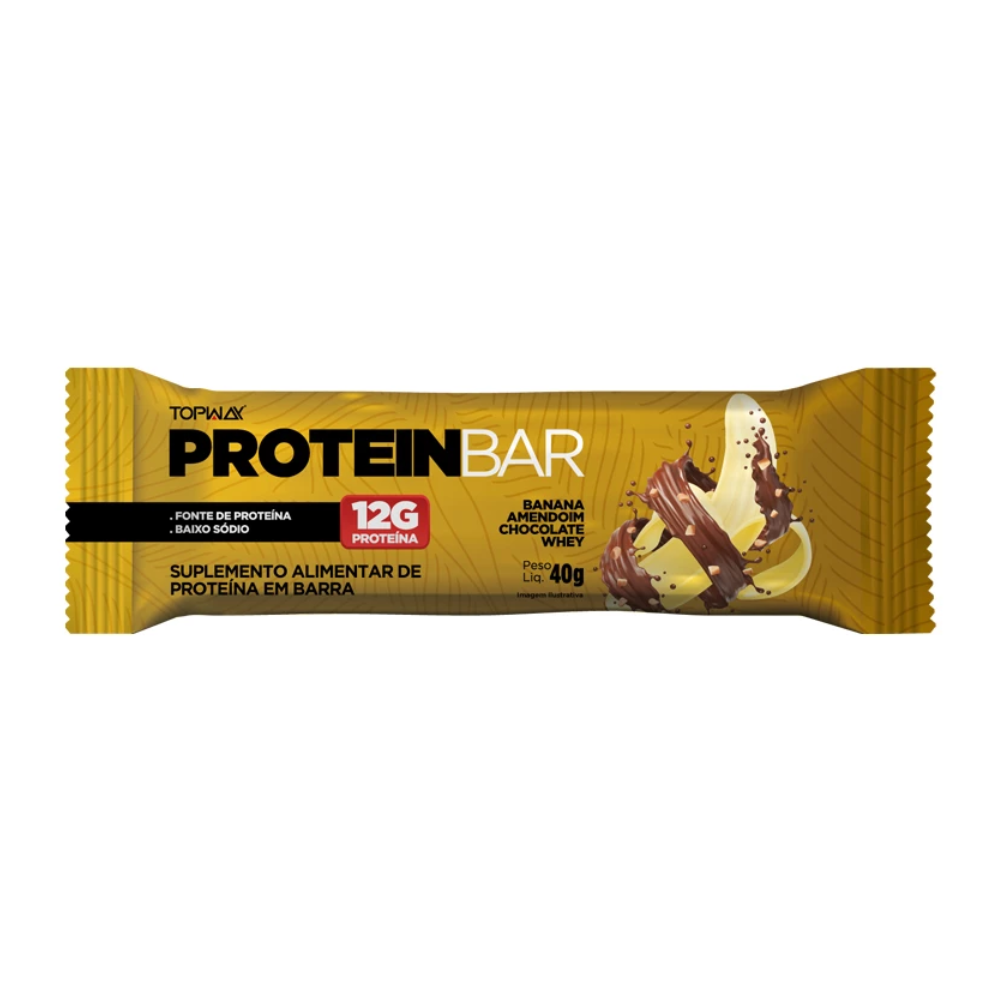 Barra de Proteína Topway 40g Banana, Amendoim e Chocolate